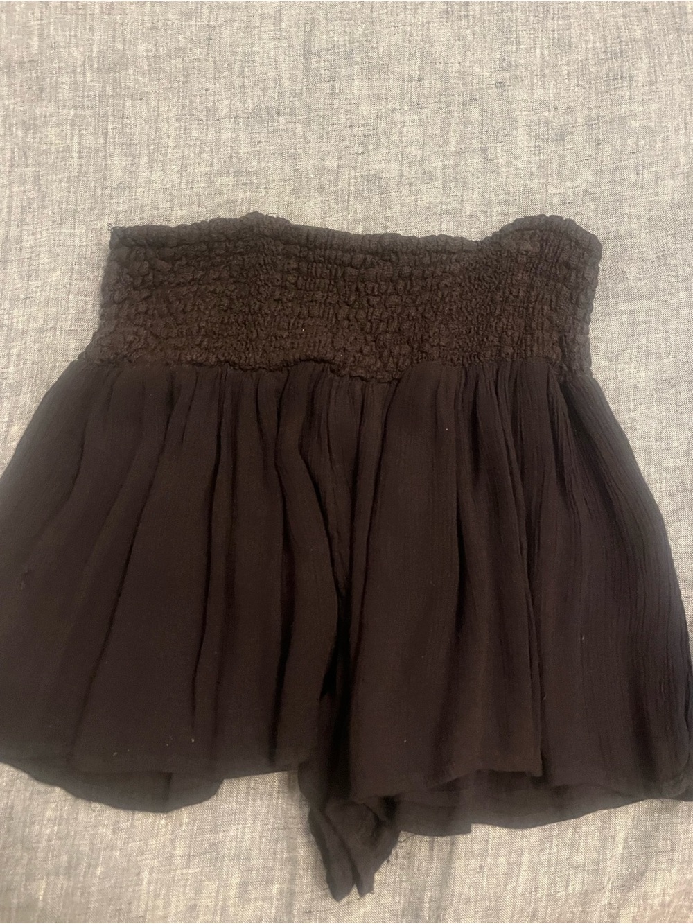 Kimchi Blue Black Smocked Waist Flowing Shorts